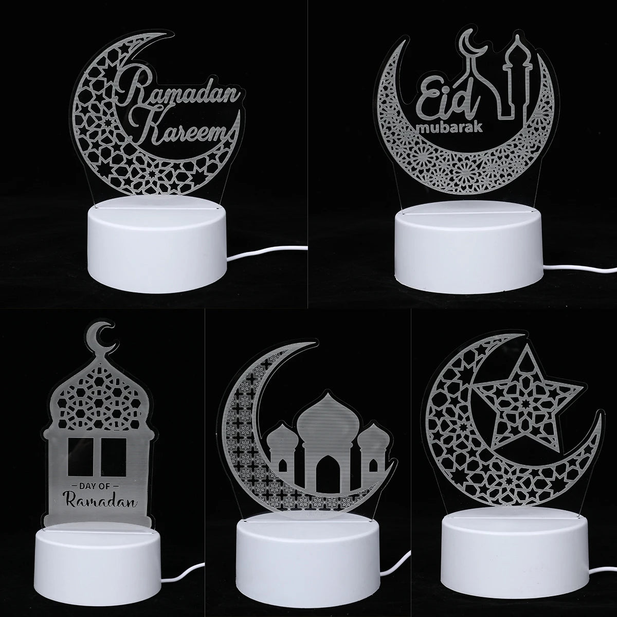 Eid Mubarak 3D Led Lamp Ramadan Night Light Led Moon Star Eid Bedroom Decoration Light Ornament Ramadan Decoration For Home