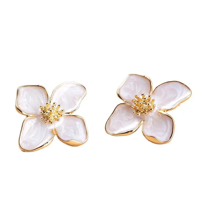 Obega Flower Earrings Trendy Pink and White floral stud earrings for women