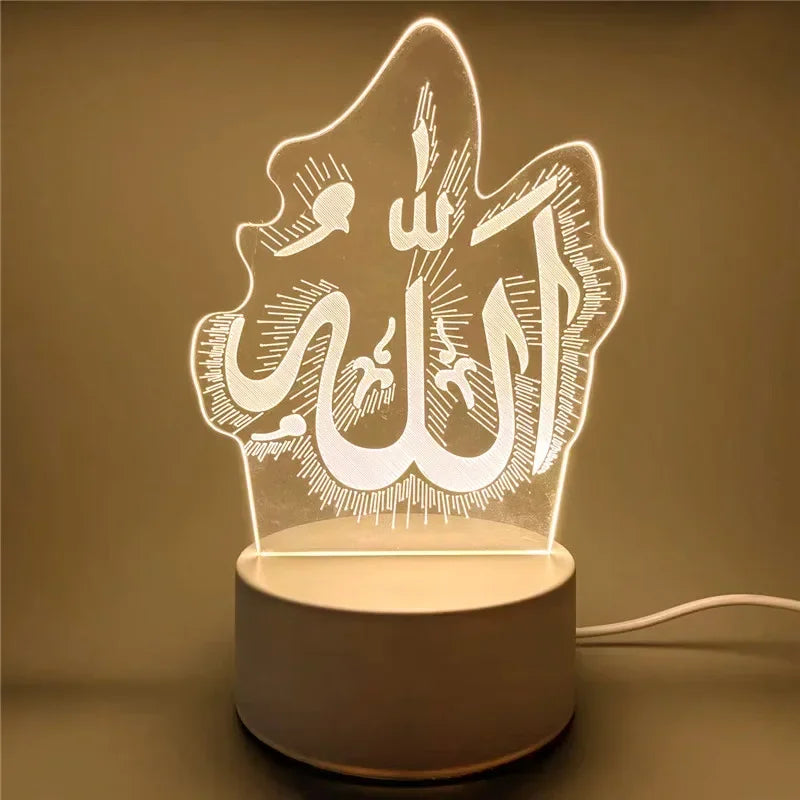 USB 3D Acrylic LED Night Light EID Mubarak Islamic Decoration