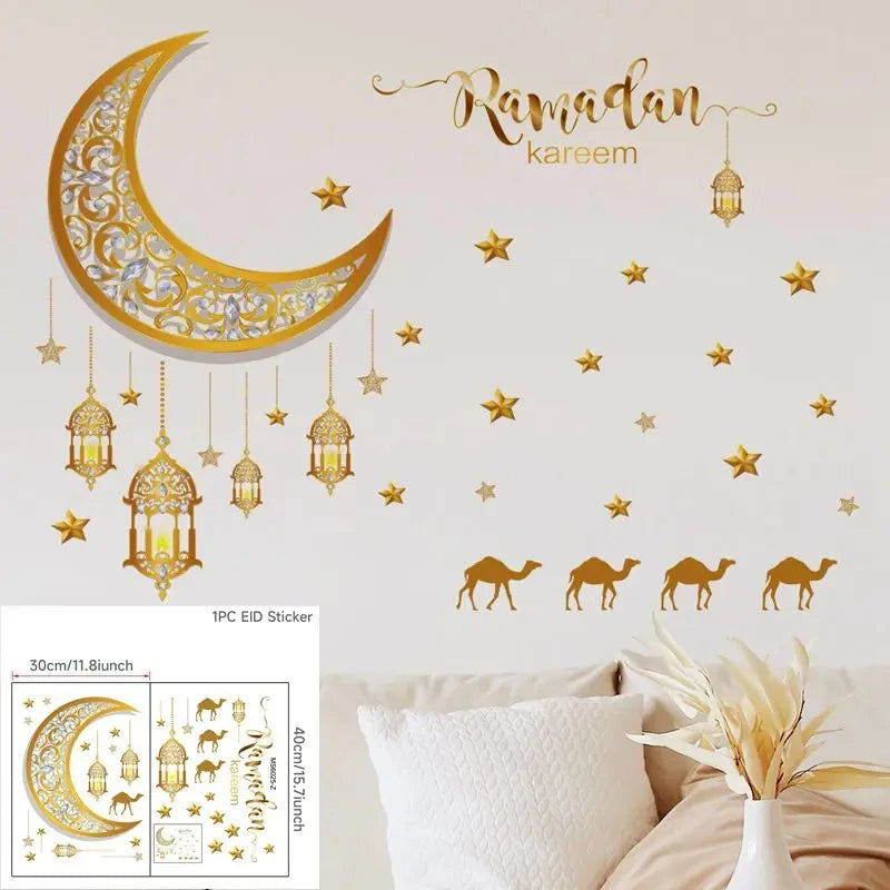 Eid Window Stickers Ramadan Decoration Eid Mubarak Decor for Home Ramadan Kareem Islam Muslim Party Supplies Eid Al-fitr