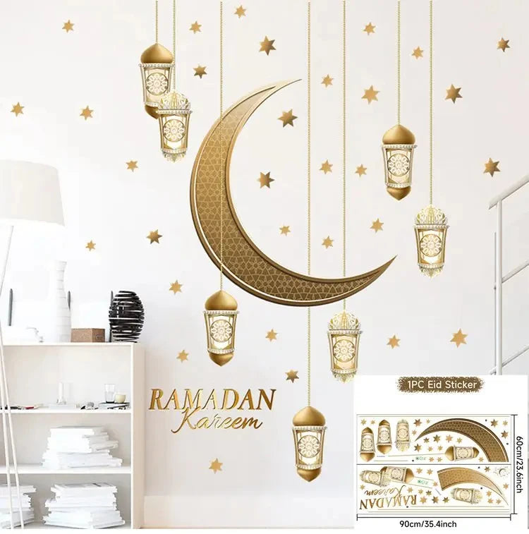 Eid Window Stickers Ramadan Decoration Eid Mubarak Decor for Home Ramadan Kareem Islam Muslim Party Supplies Eid Al-fitr