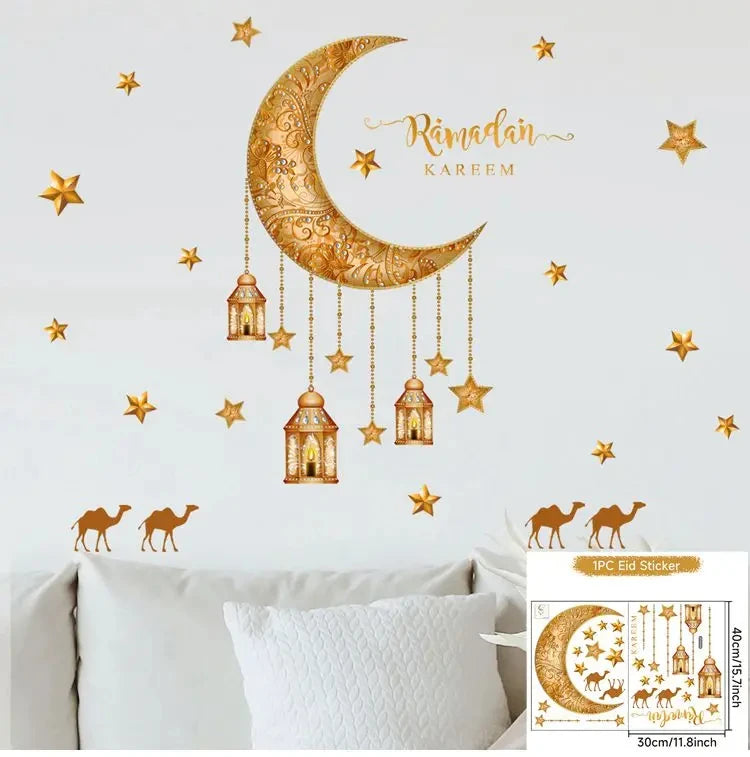 Eid Window Stickers Ramadan Decoration Eid Mubarak Decor for Home Ramadan Kareem Islam Muslim Party Supplies Eid Al-fitr