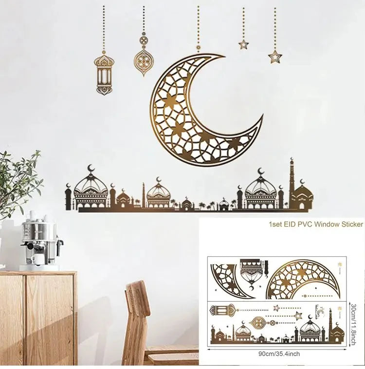 Eid Window Stickers Ramadan Decoration Eid Mubarak Decor for Home Ramadan Kareem Islam Muslim Party Supplies Eid Al-fitr