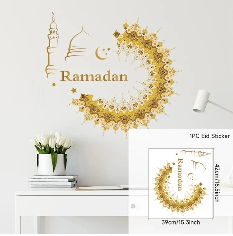 Eid Window Stickers Ramadan Decoration Eid Mubarak Decor for Home Ramadan Kareem Islam Muslim Party Supplies Eid Al-fitr