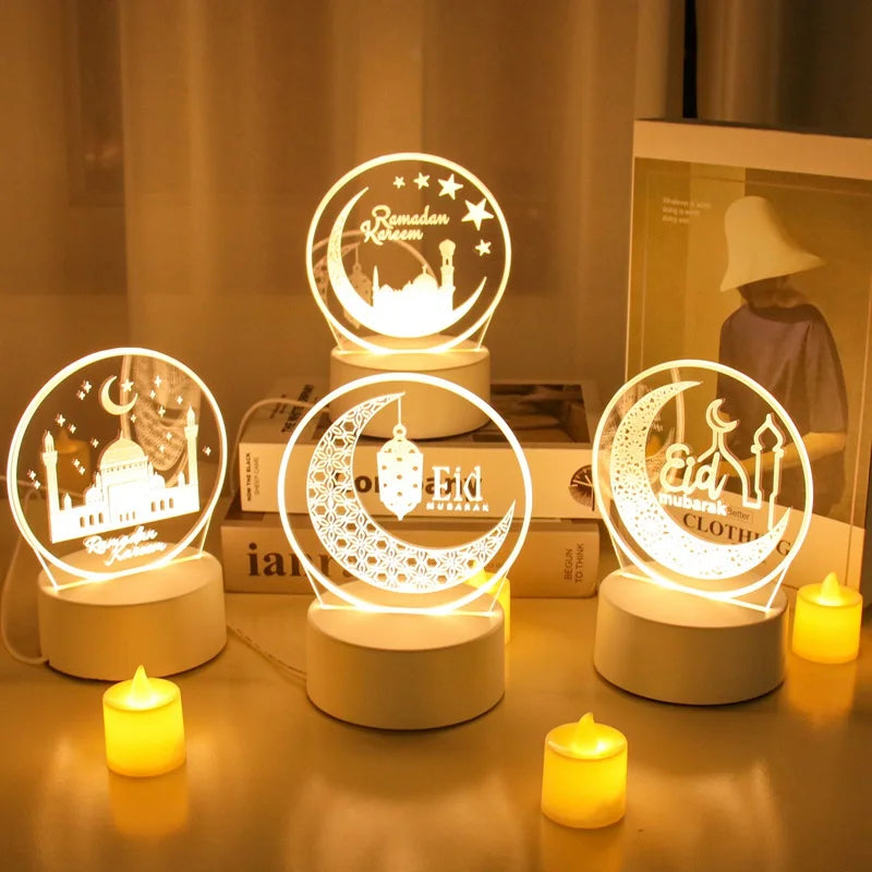 Eid Mubarak 3D Led Lamp Ramadan Night Light Led Moon Star Eid Bedroom Decoration Light Ornament Ramadan Decoration For Home