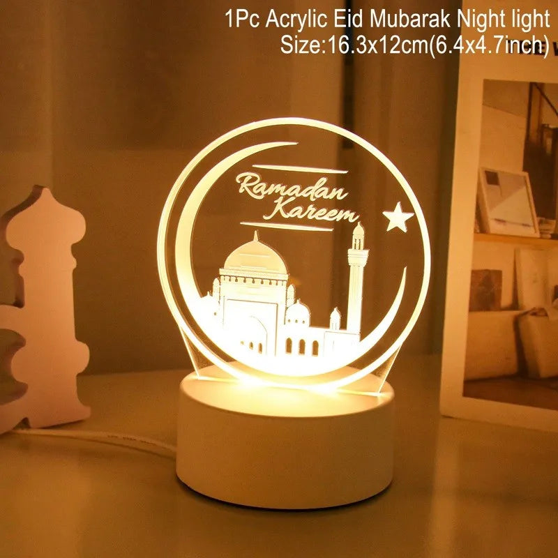 Eid Mubarak 3D Led Lamp Ramadan Night Light Led Moon Star Eid Bedroom Decoration Light Ornament Ramadan Decoration For Home