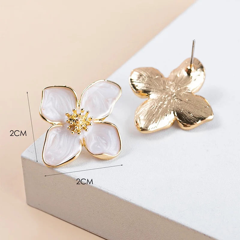 Obega Flower Earrings Trendy Pink and White floral stud earrings for women