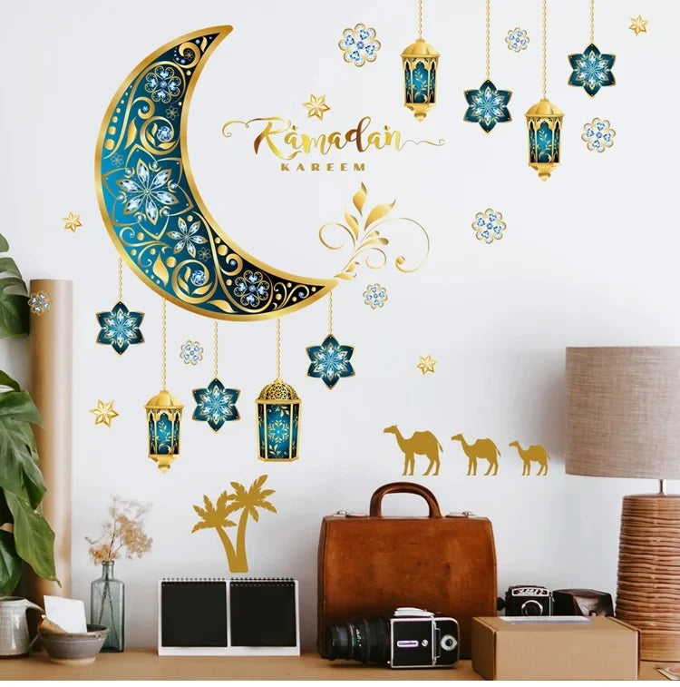 Eid Window Stickers Ramadan Decoration Eid Mubarak Decor for Home Ramadan Kareem Islam Muslim Party Supplies Eid Al-fitr