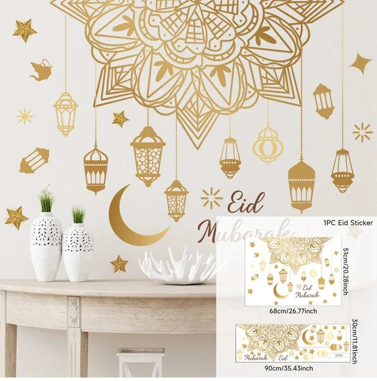 Eid Window Stickers Ramadan Decoration Eid Mubarak Decor for Home Ramadan Kareem Islam Muslim Party Supplies Eid Al-fitr