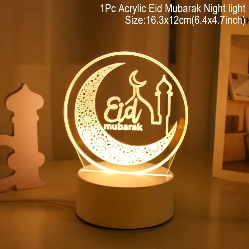 Eid Mubarak 3D Led Lamp Ramadan Night Light Led Moon Star Eid Bedroom Decoration Light Ornament Ramadan Decoration For Home