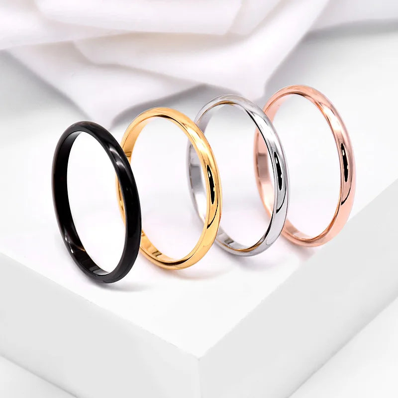 2mm Stainless Steel Ring for Women, Gold-color / Silver-color, Tail Ring for Wedding,