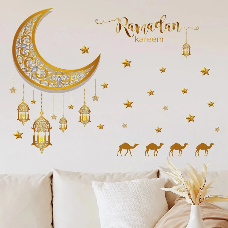 Eid Window Stickers Ramadan Decoration Eid Mubarak Decor for Home Ramadan Kareem Islam Muslim Party Supplies Eid Al-fitr