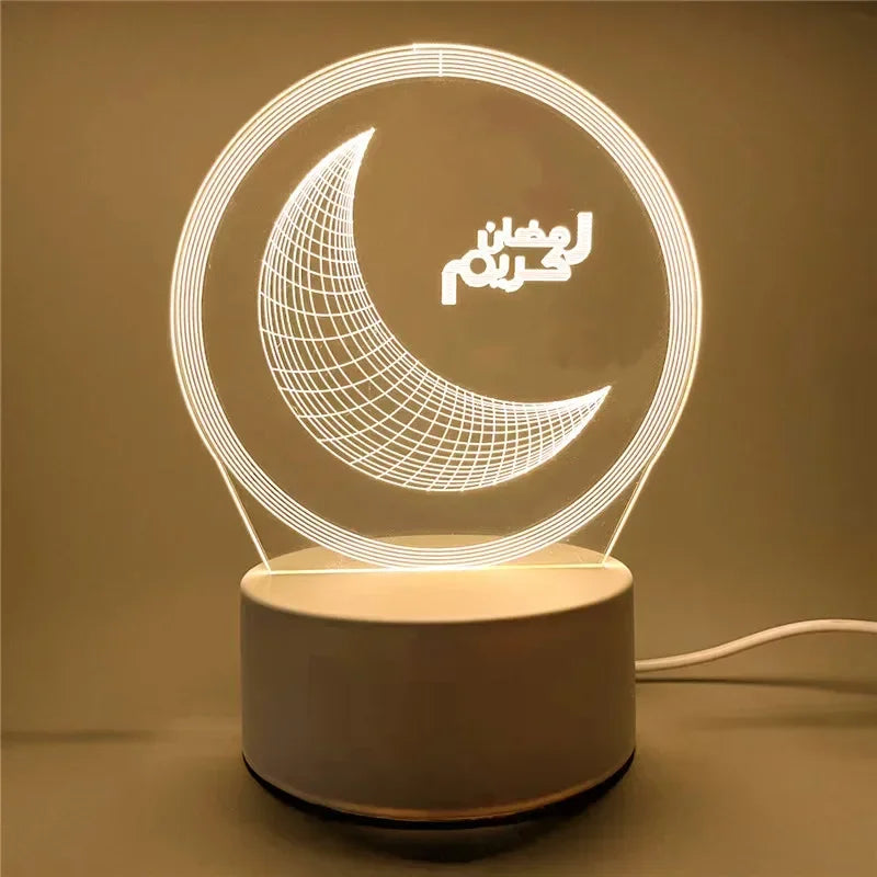 USB 3D Acrylic LED Night Light EID Mubarak Islamic Decoration