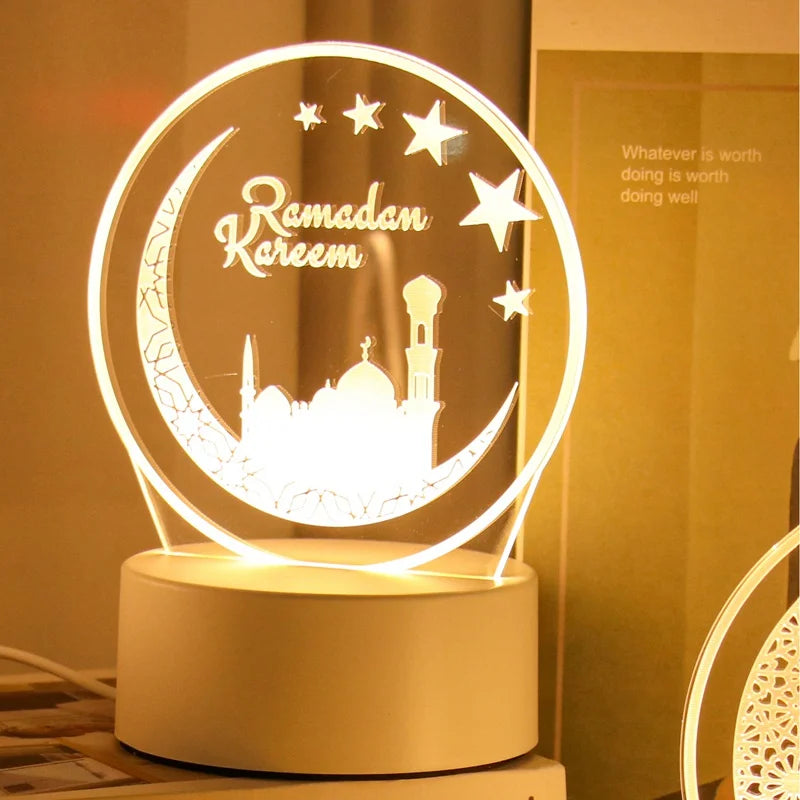 Eid Mubarak 3D Led Lamp Ramadan Night Light Led Moon Star Eid Bedroom Decoration Light Ornament Ramadan Decoration For Home