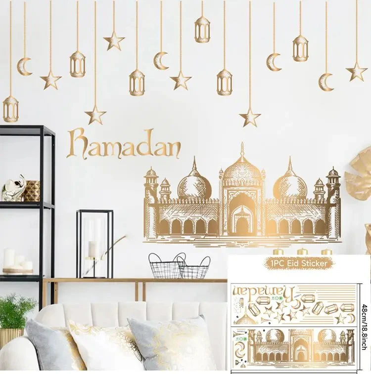 Eid Window Stickers Ramadan Decoration Eid Mubarak Decor for Home Ramadan Kareem Islam Muslim Party Supplies Eid Al-fitr