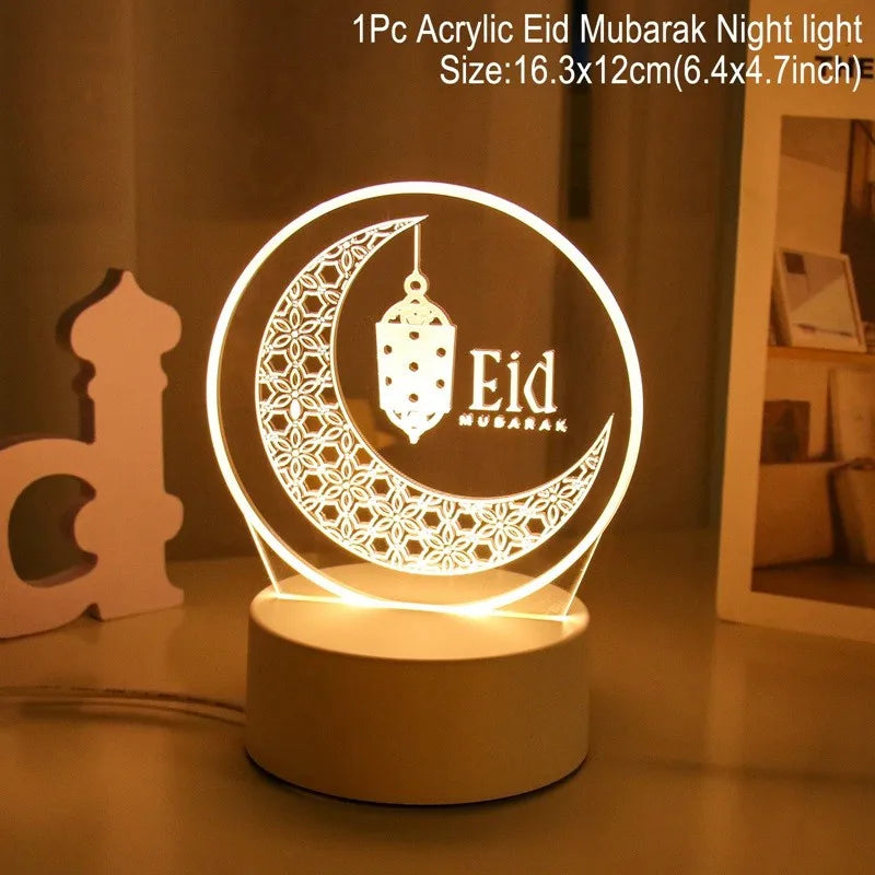 Eid Mubarak 3D Led Lamp Ramadan Night Light Led Moon Star Eid Bedroom Decoration Light Ornament Ramadan Decoration For Home