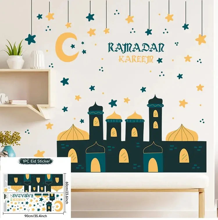 Eid Window Stickers Ramadan Decoration Eid Mubarak Decor for Home Ramadan Kareem Islam Muslim Party Supplies Eid Al-fitr