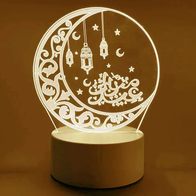 USB 3D Acrylic LED Night Light EID Mubarak Islamic Decoration