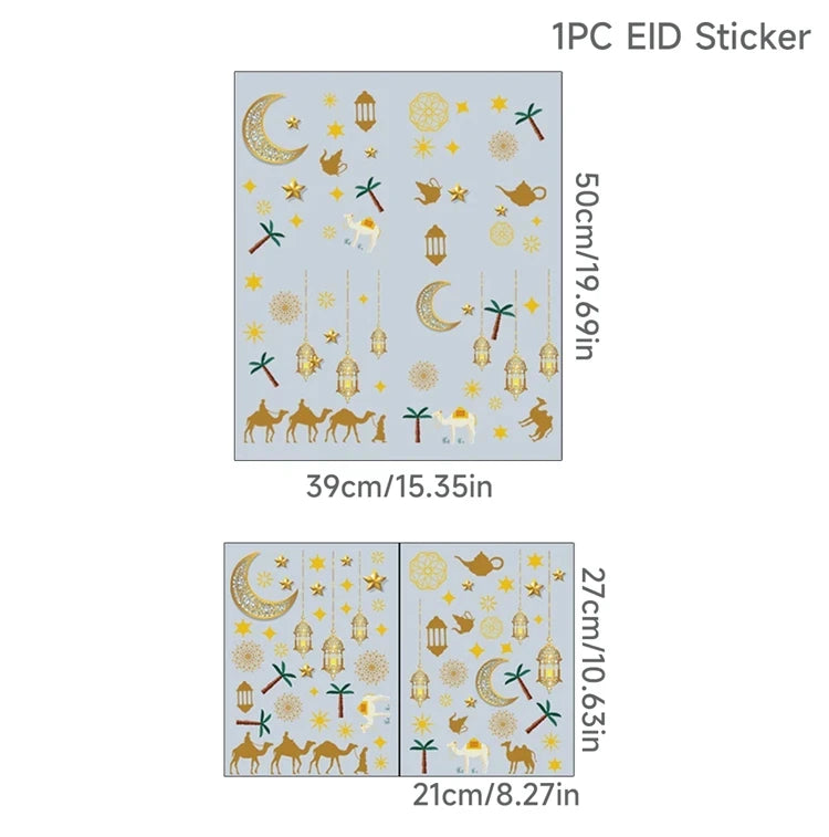 Eid Window Stickers Ramadan Decoration Eid Mubarak Decor for Home Ramadan Kareem Islam Muslim Party Supplies Eid Al-fitr