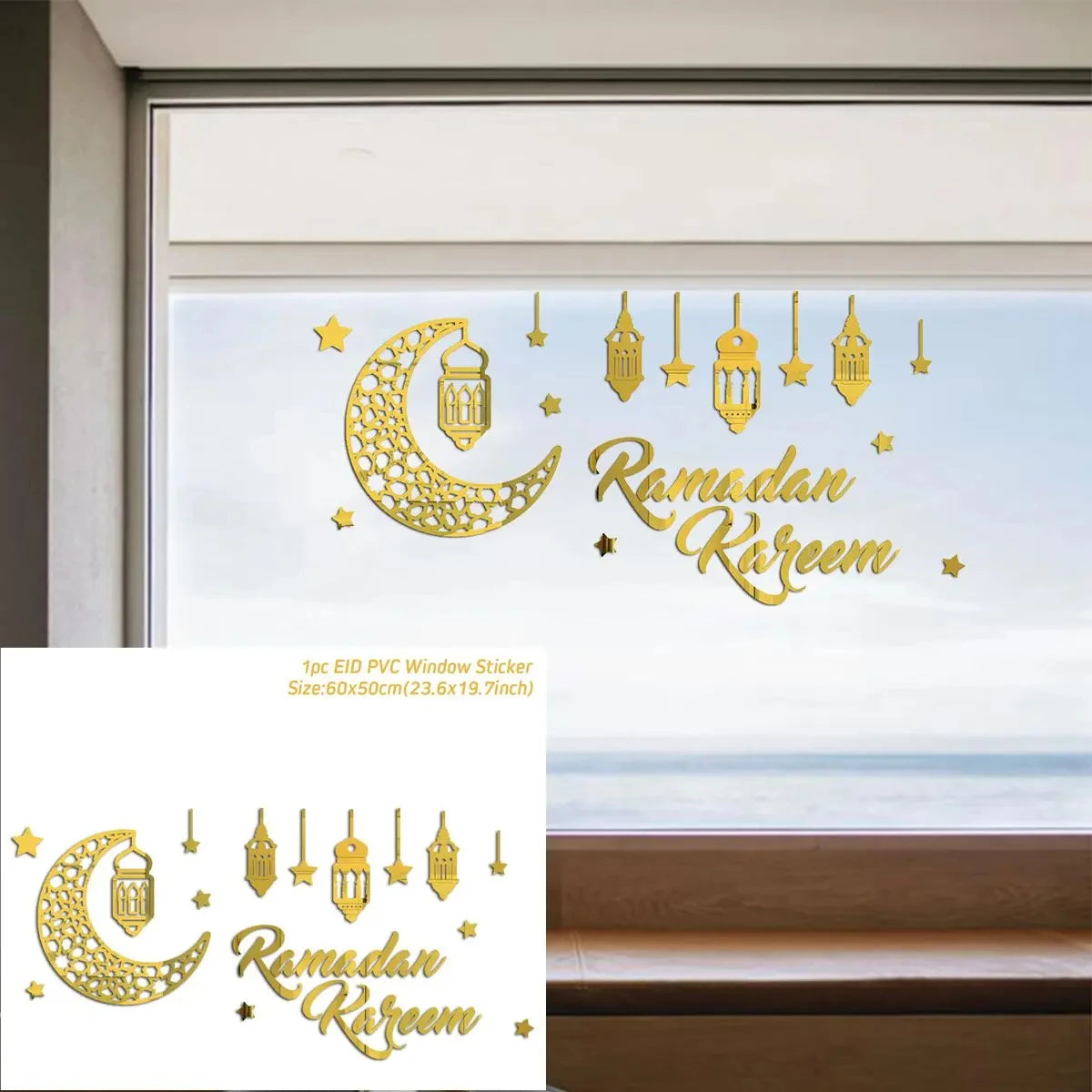 Eid Window Stickers Ramadan Decoration Eid Mubarak Decor for Home Ramadan Kareem Islam Muslim Party Supplies Eid Al-fitr