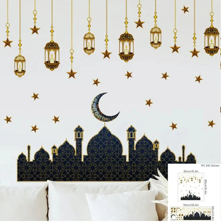 Eid Window Stickers Ramadan Decoration Eid Mubarak Decor for Home Ramadan Kareem Islam Muslim Party Supplies Eid Al-fitr