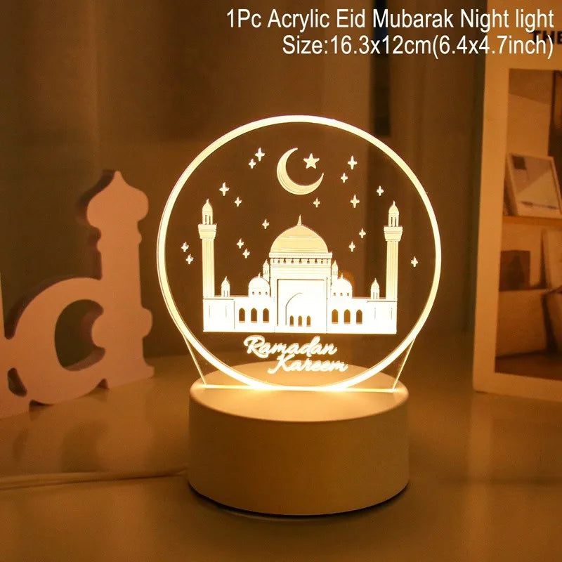 Eid Mubarak 3D Led Lamp Ramadan Night Light Led Moon Star Eid Bedroom Decoration Light Ornament Ramadan Decoration For Home