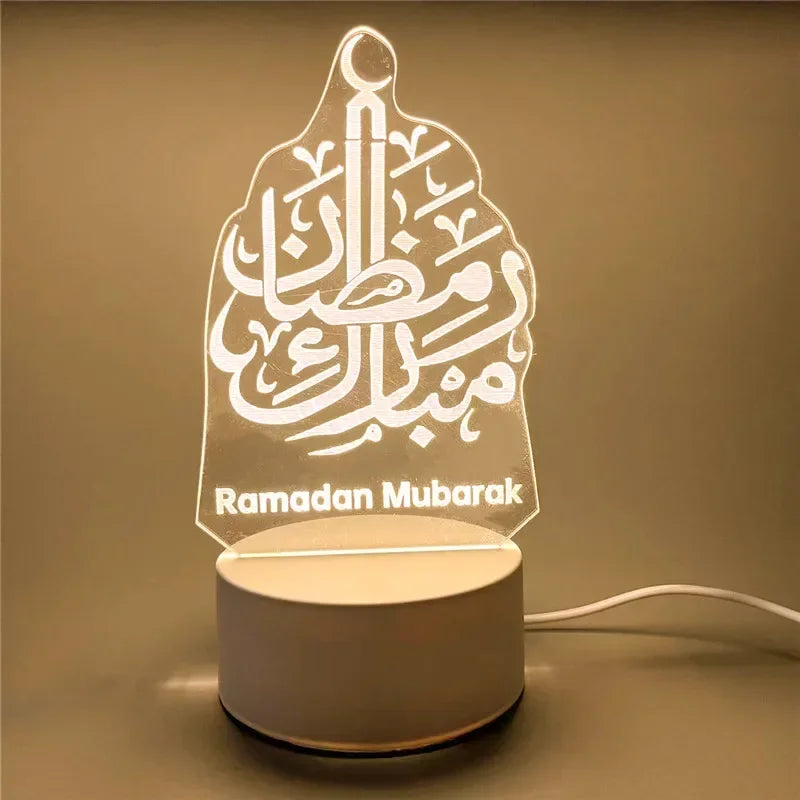 USB 3D Acrylic LED Night Light EID Mubarak Islamic Decoration