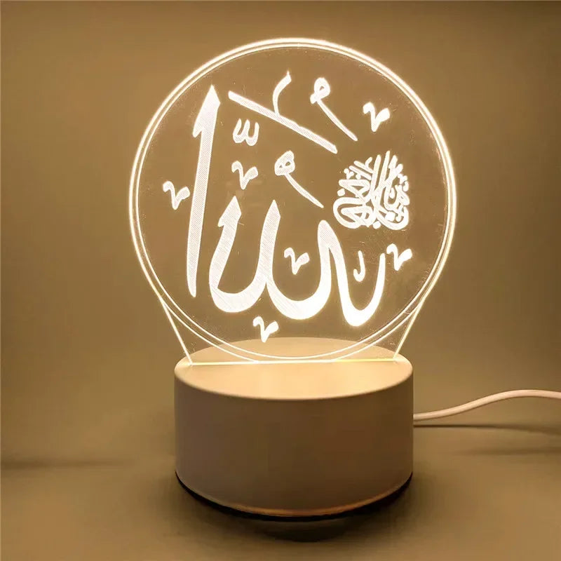 USB 3D Acrylic LED Night Light EID Mubarak Islamic Decoration