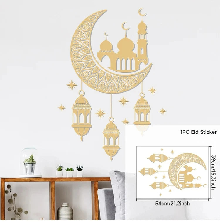 Eid Window Stickers Ramadan Decoration Eid Mubarak Decor for Home Ramadan Kareem Islam Muslim Party Supplies Eid Al-fitr