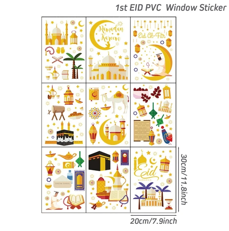 Eid Window Stickers Ramadan Decoration Eid Mubarak Decor for Home Ramadan Kareem Islam Muslim Party Supplies Eid Al-fitr