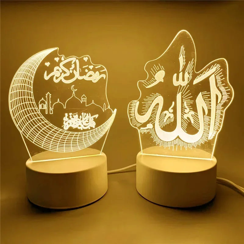 USB 3D Acrylic LED Night Light EID Mubarak Islamic Decoration