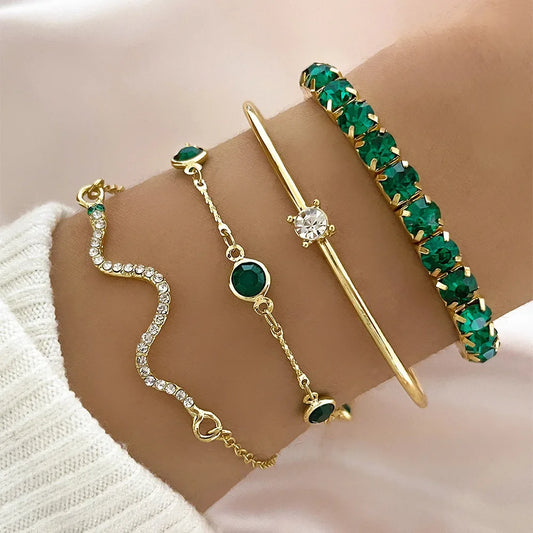 Snake Green Gemstone Bangle Set:
- Material: Full Metal
- Type:Link Bracelets
- For: Women
- Occasions:Birthday, Party, Christmas