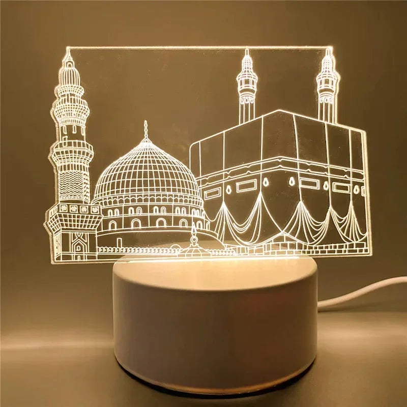 USB 3D Acrylic LED Night Light EID Mubarak Islamic Decoration