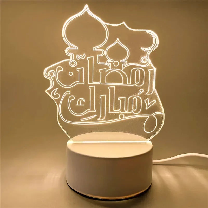 USB 3D Acrylic LED Night Light EID Mubarak Islamic Decoration