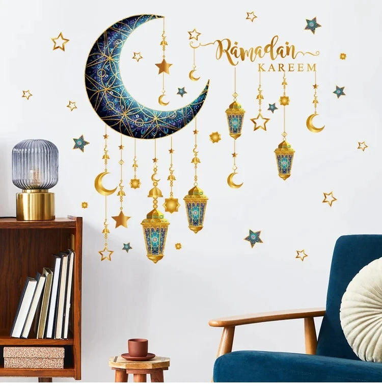 Eid Window Stickers Ramadan Decoration Eid Mubarak Decor for Home Ramadan Kareem Islam Muslim Party Supplies Eid Al-fitr